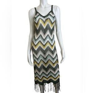 Green and Yellow Chevron crotchet Maxi Dress